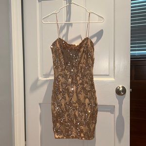 Sparkly Gold Windsor Mini Dress
